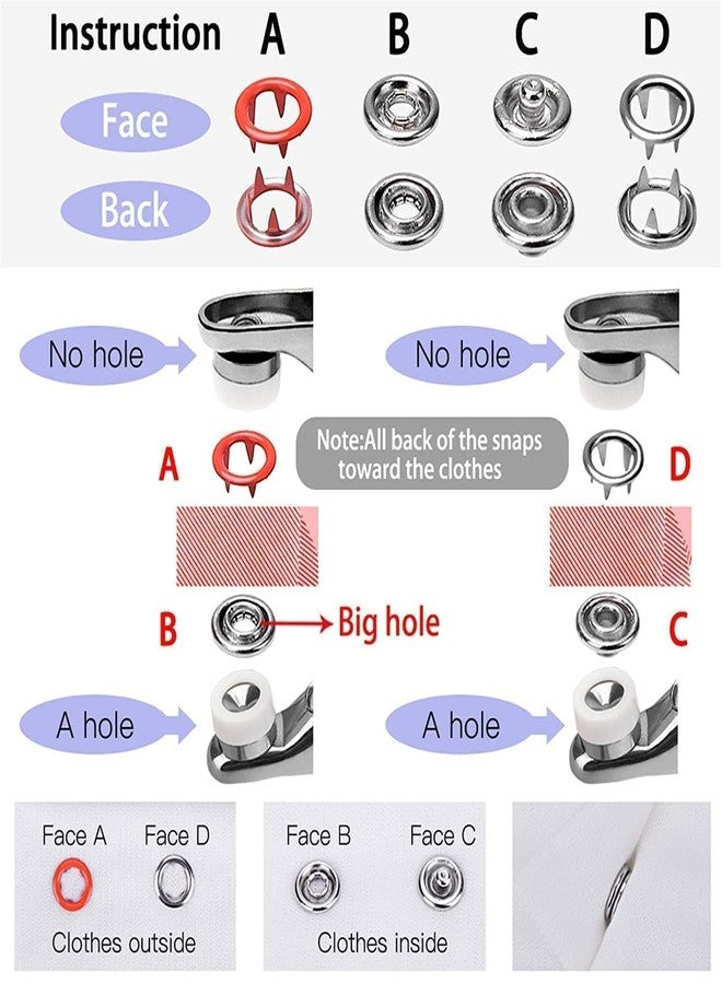 ELLEZZA Premium Snap Buttons Kit - 100 Sets 9.5mm Metal Fasteners in 10 Colors with Hand Pliers Tool, Five-Claw Copper Buckles for Sewing, DIY Crafts, Baby Clothes, Hats, Bibs & Rompers (Multi Cap) - Image 5